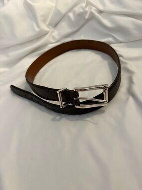 Like New Brighton Onyx Collection Men's Snake Embossed Leather and Silver Belt